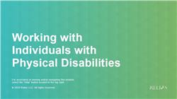 Working with Individuals with Physical Disabilities